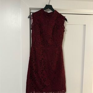 Ted Baker Latoya High Neck Lace Dress - Burgandy